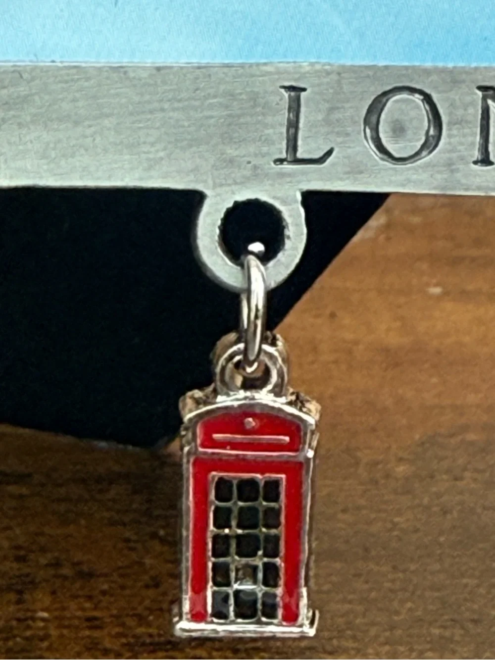 Awnhill London Pewter Photo Frame in Silver with Red & Blue Charms